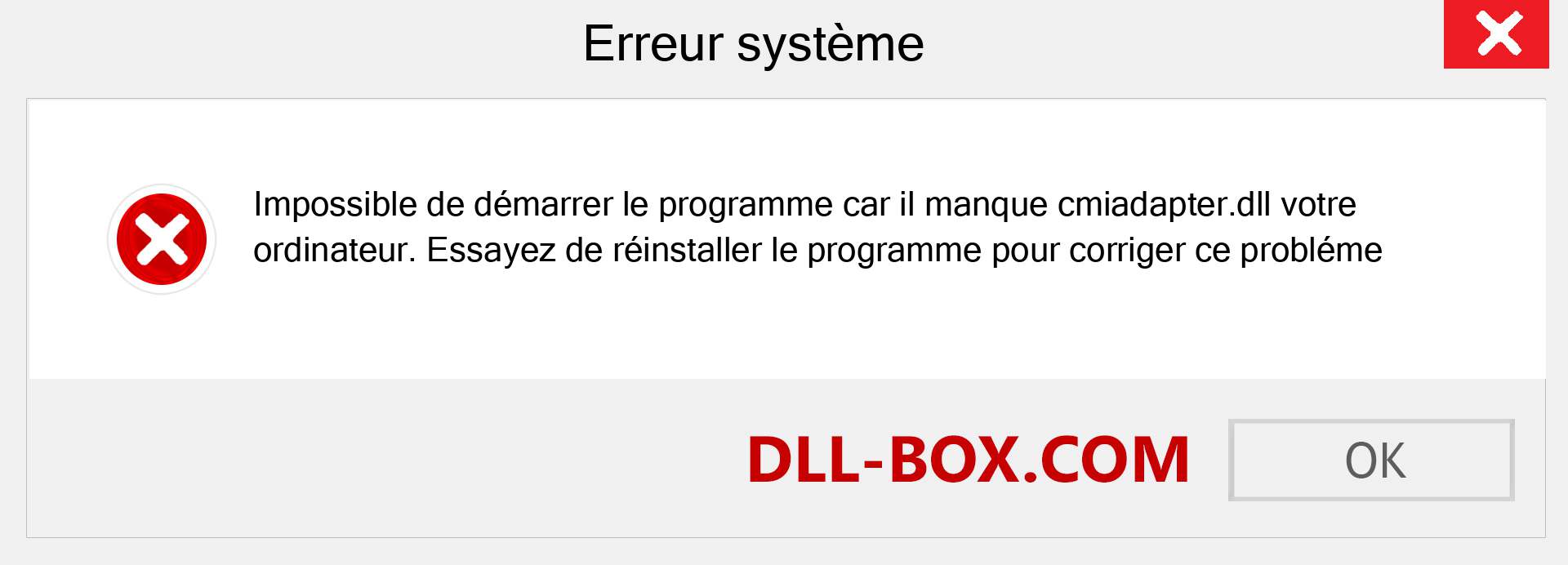 Le fichier cmiadapter.dll est manquant ?. Télécharger pour Windows 7, 8, 10 - Correction de l'erreur manquante cmiadapter dll sur Windows, photos, images